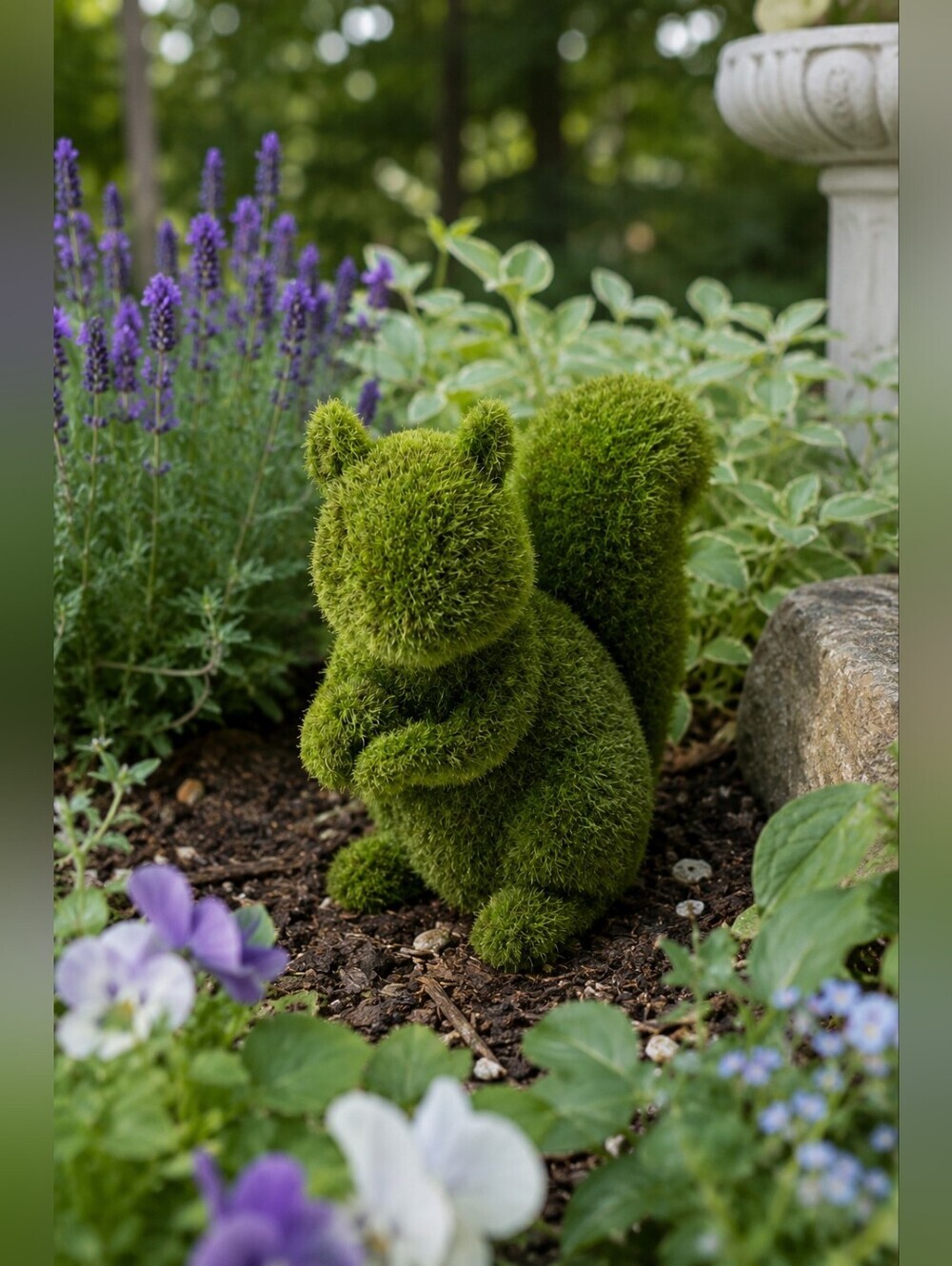Moss Green Squirrel Garden Ornament Woodland Cottagecore Decor